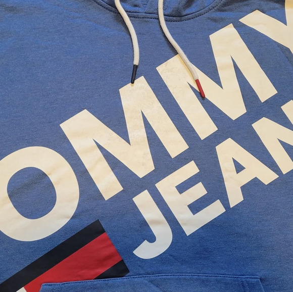 VTG Tommy Hilfiger pullover hooded sweatshirt, red whit blue mens size XLG - Picture 6 of 11